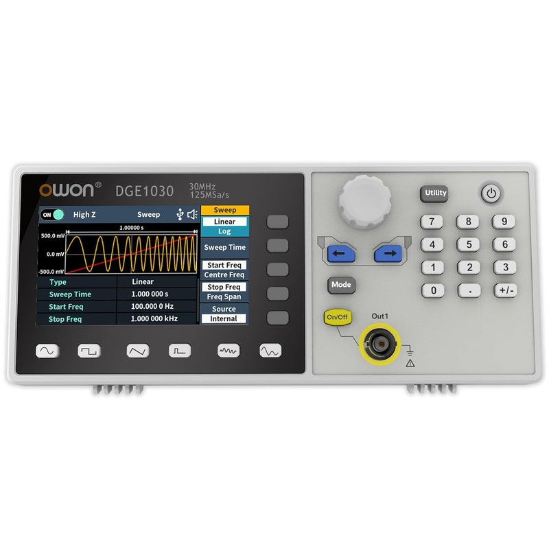Owon Function Generators, DGE1030 30MHz with 1CH Signal Generator, 125MSa/s Sample Rate Arbitrary Generator 8k Arb Wave Length (30MHz/1CH/ DGE1030) - Image 1